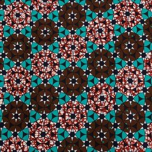 Brown Blue African Print Fabric - 6 Yards